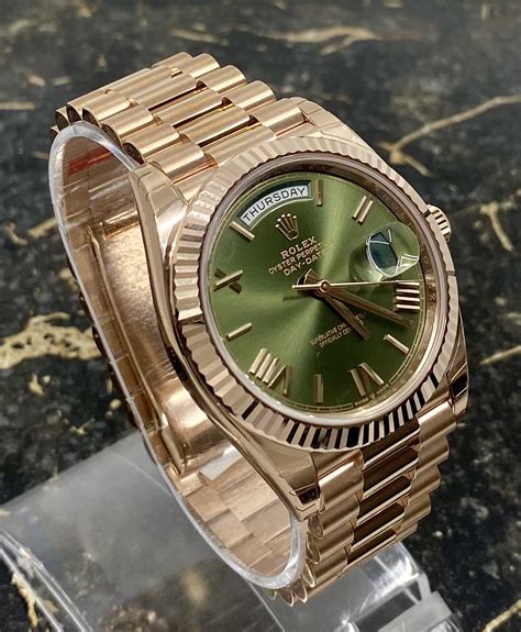 rolex day date anniversary green dial